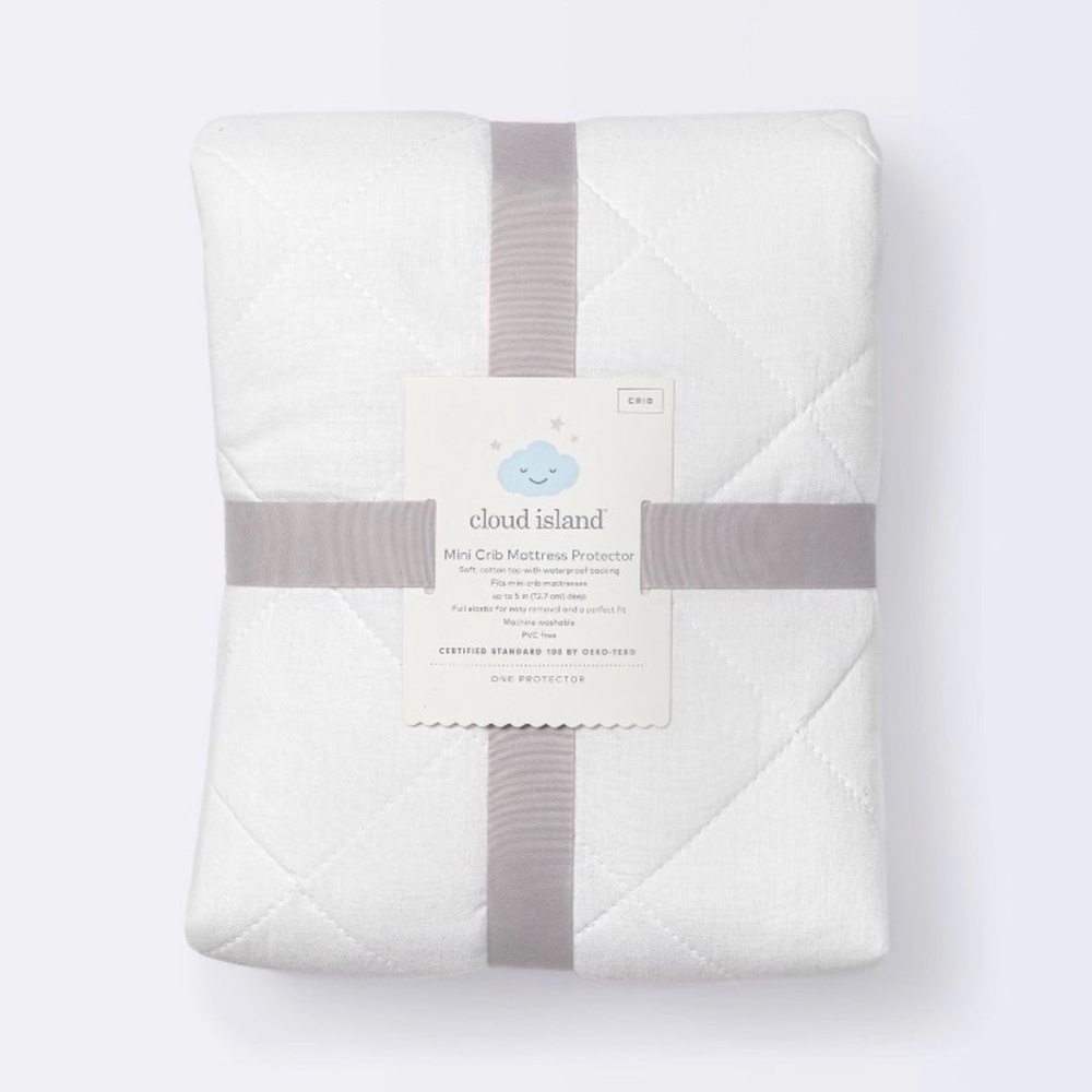 Cloud Island White Mini Crib Mattress Protector EUC - Set of 2